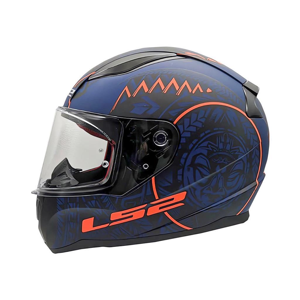 LS2 Rapid Takaroa Mat Mavi-Turuncu Kapalı Kask