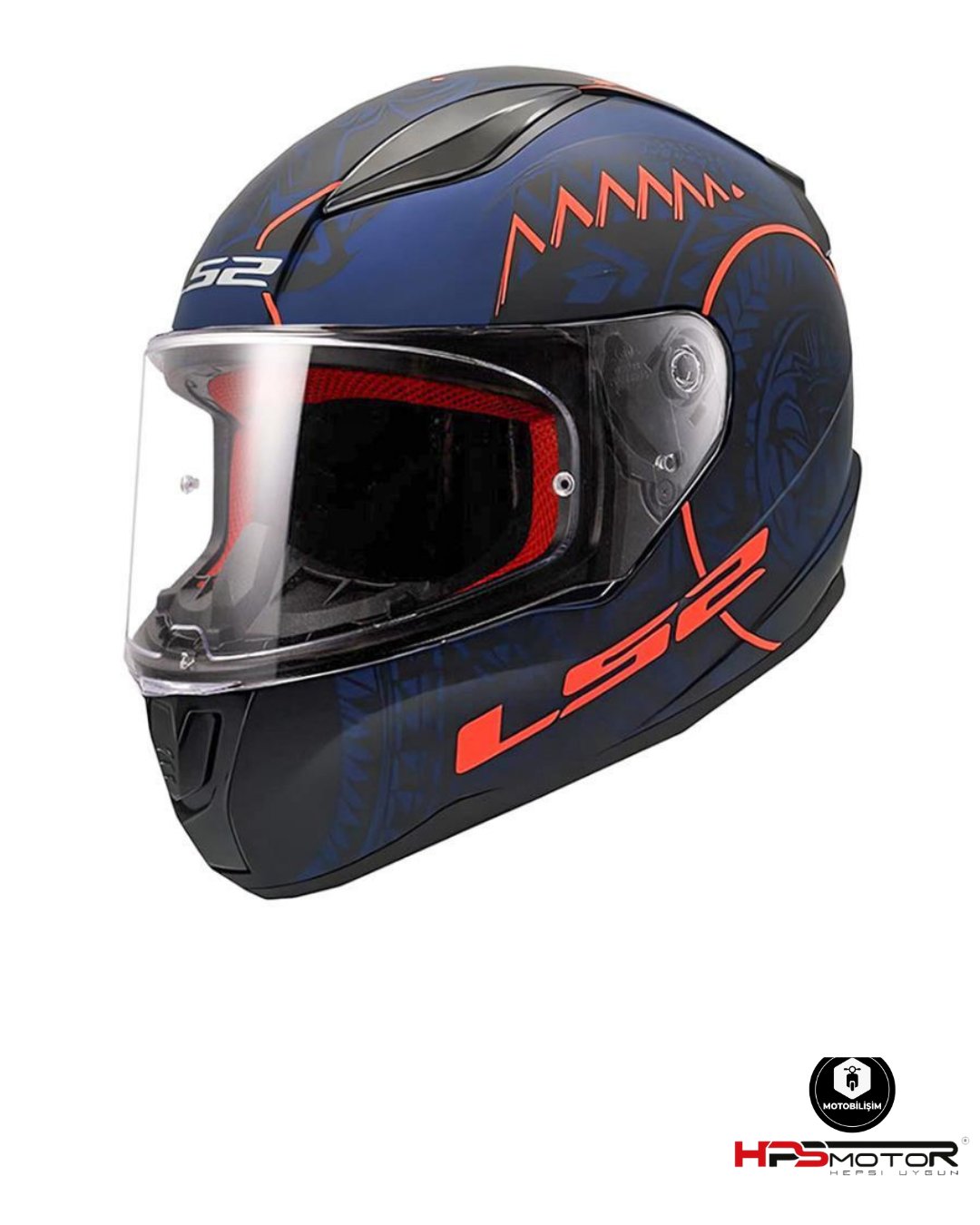 LS2 Rapid Takaroa Mat Mavi-Turuncu Kapalı Kask