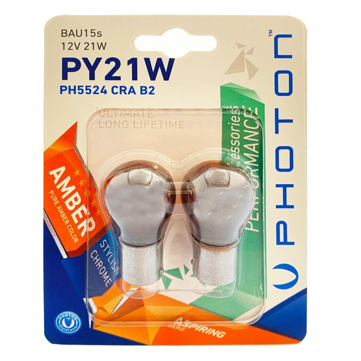 Photon P21W CHROME 12V 93 AMBER PH5524 CRA B2