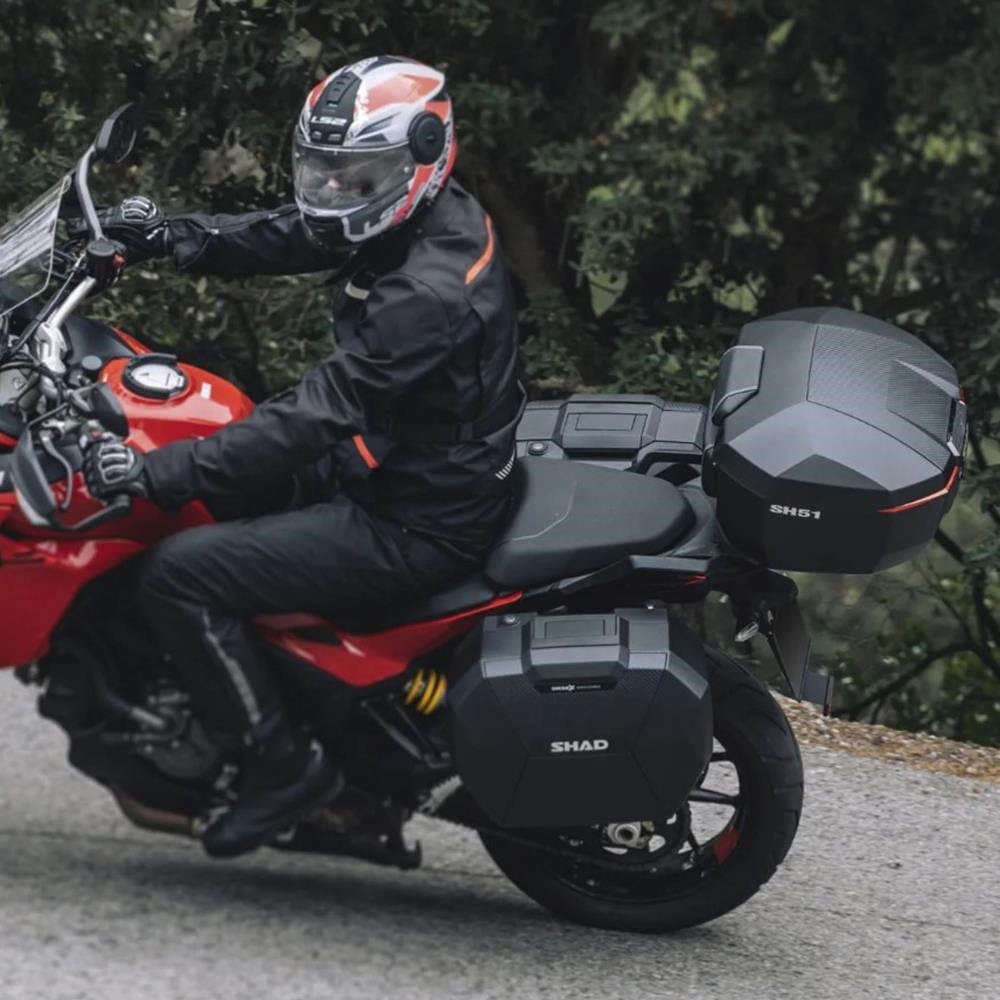 SHAD SH51 Karbon Kapaklı Motosiklet Topcase Arka Çanta 51L D0B51106