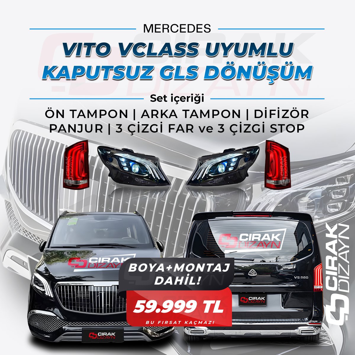 VITO VCLASS UYUMLU KAPUTSUZ GLS DÖNÜŞÜM SETİ
