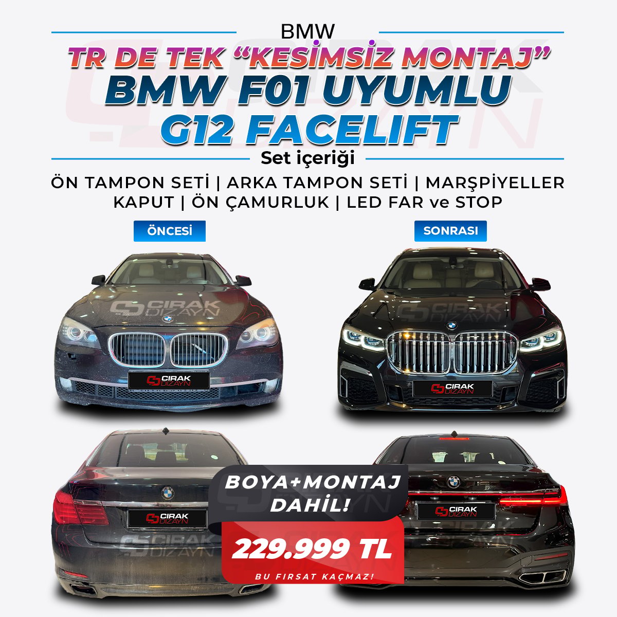 BMWBMW F01 Uyumlu G12 Görünüm Facelift | Kesimsiz Model |F01
