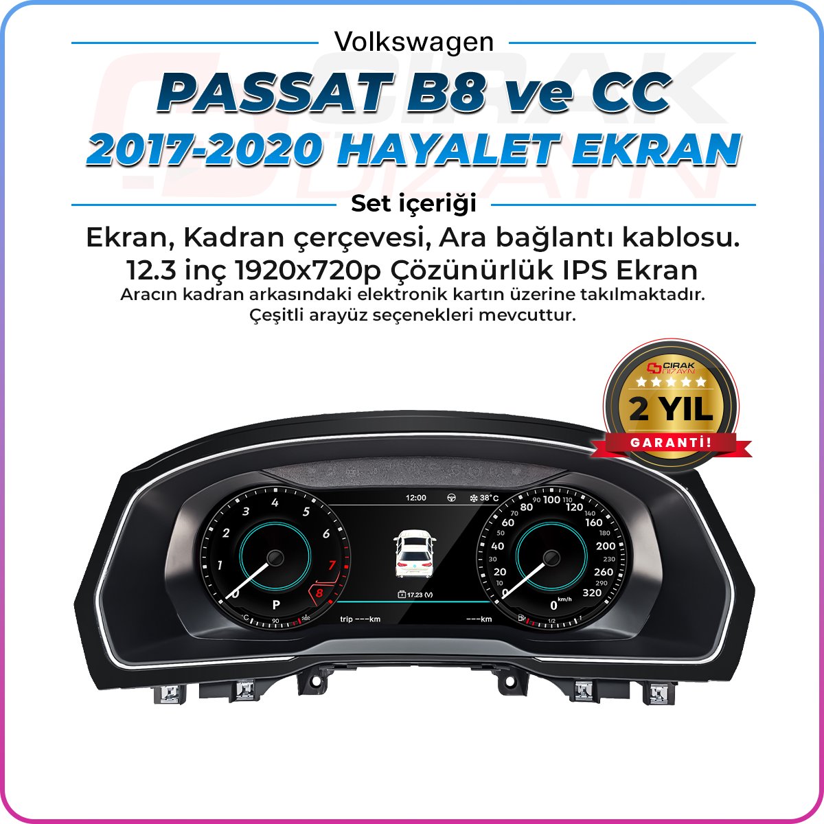VolkswagenPassat B8 ve CC Uyumlu Hayalet EkranPASSAT B8 ve 8.5