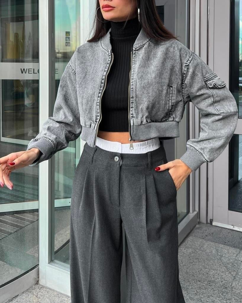 BOMBER JEAN KISA CEKET