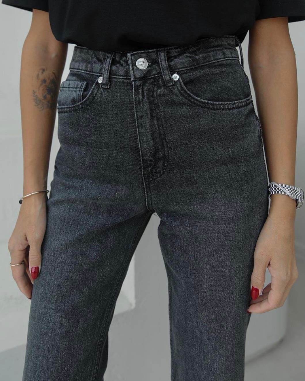 BOY FİT MOM JEAN ANTRASİT
