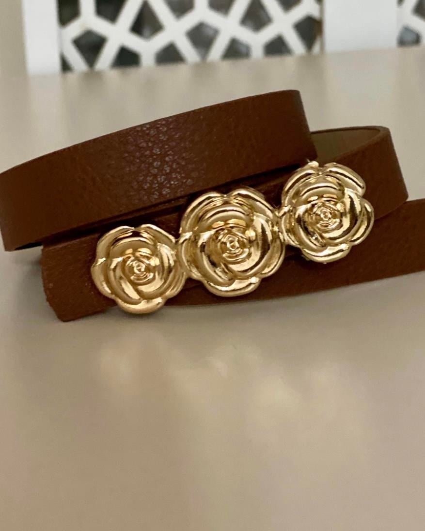 GOLD GÜL DETAYLI GİZLİ KEMER