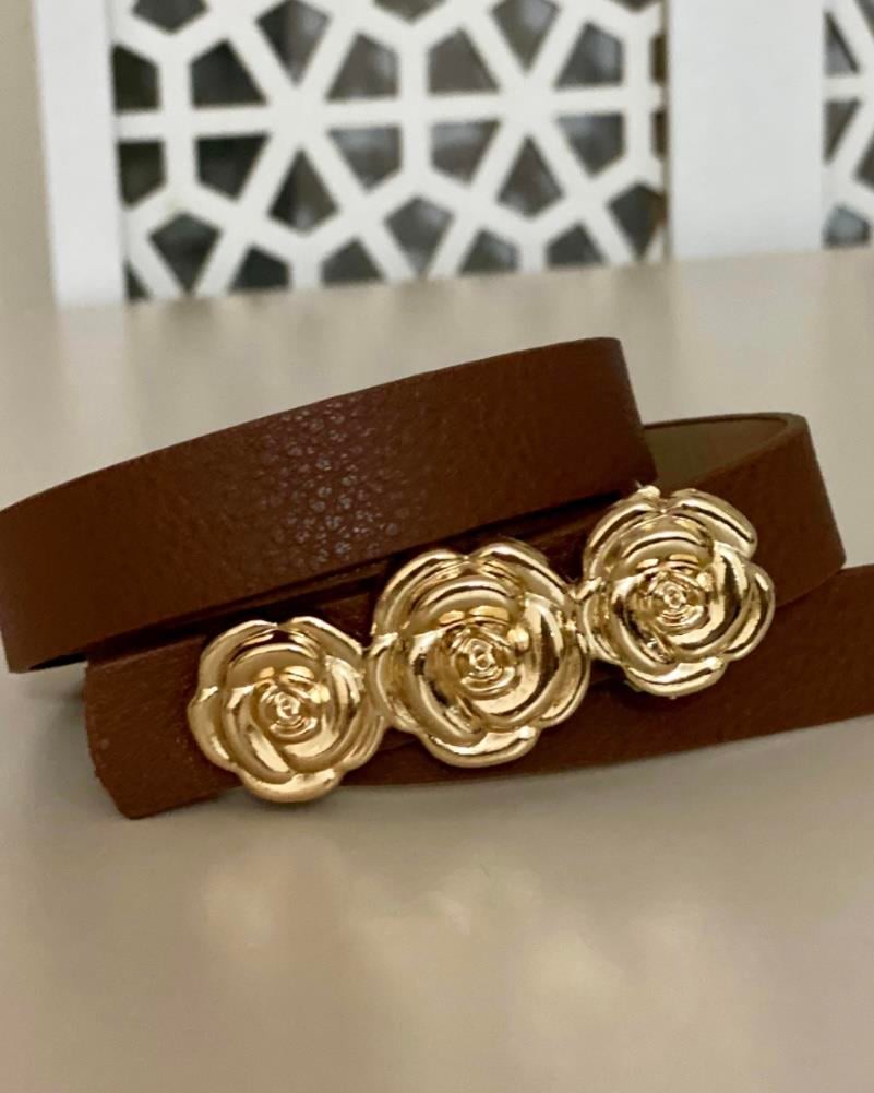 GOLD GÜL DETAYLI GİZLİ KEMER