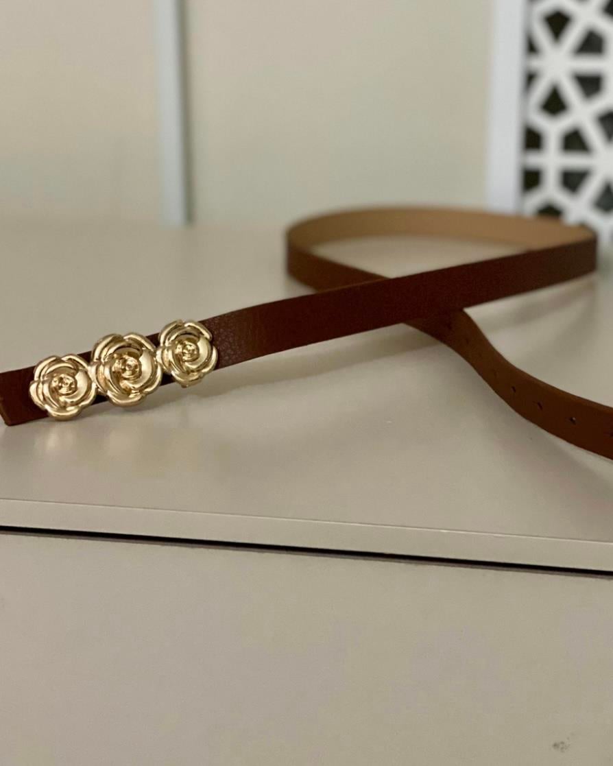 GOLD GÜL DETAYLI GİZLİ KEMER