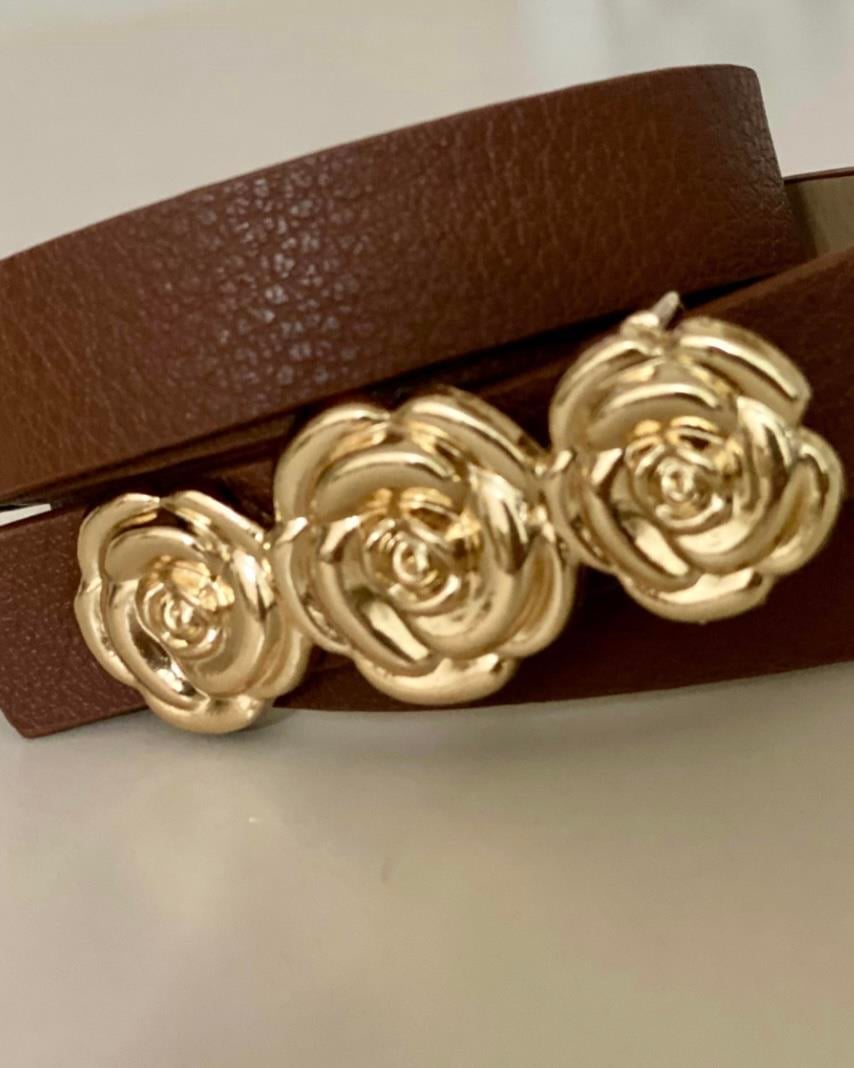 GOLD GÜL DETAYLI GİZLİ KEMER