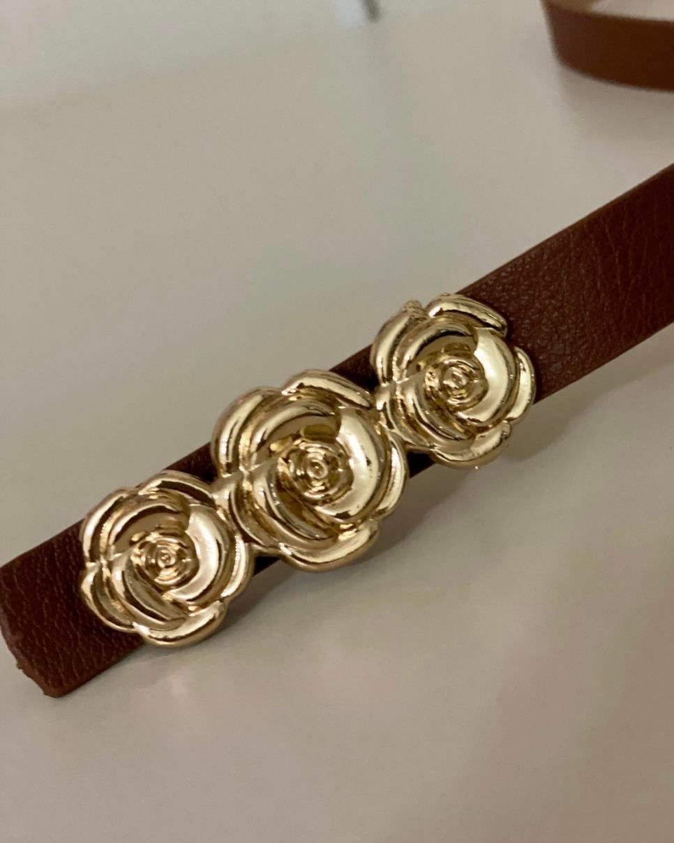 GOLD GÜL DETAYLI GİZLİ KEMER