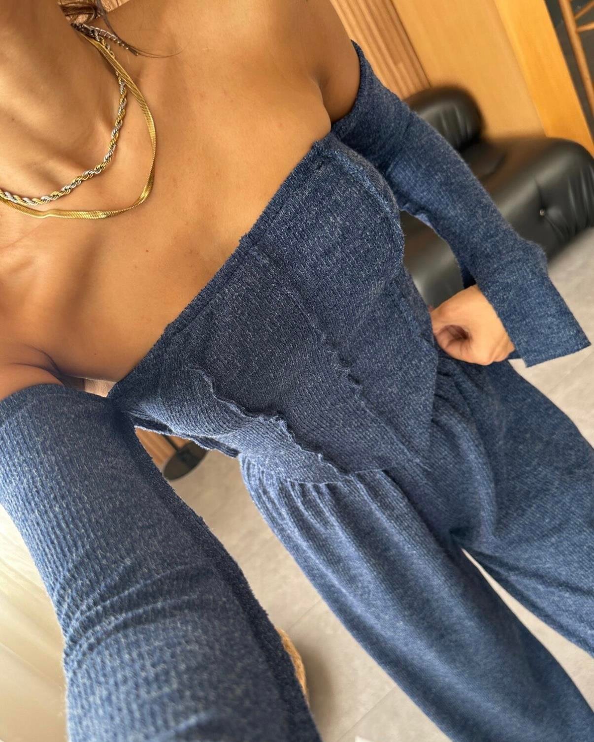 KOL GEÇİRME STRAPLEZ MAVİ CROP