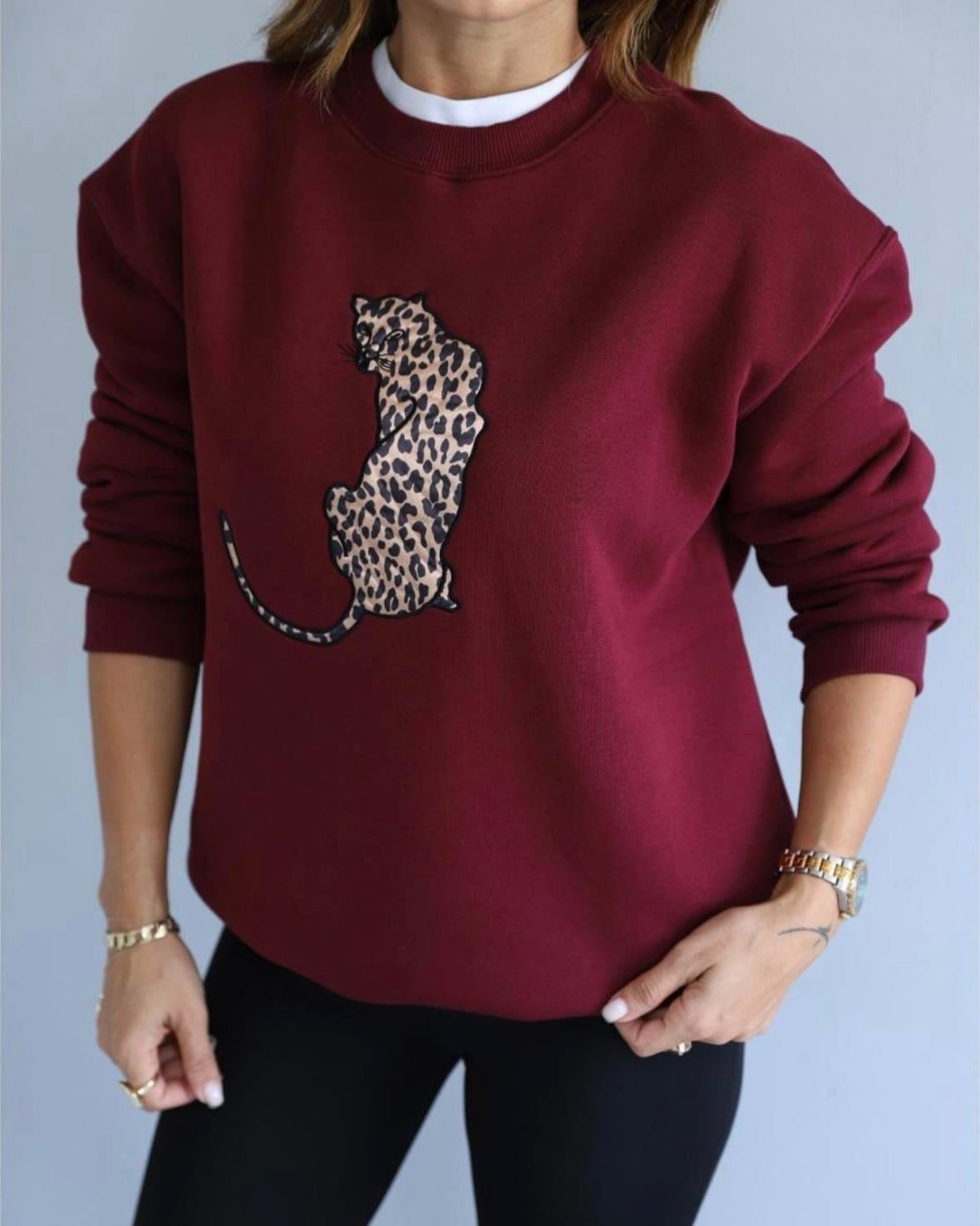 LEOPAR DETAYLI SWEAT