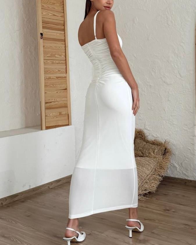LOVE ASKILI GÜL DETAY MAXİ ELBİSE 