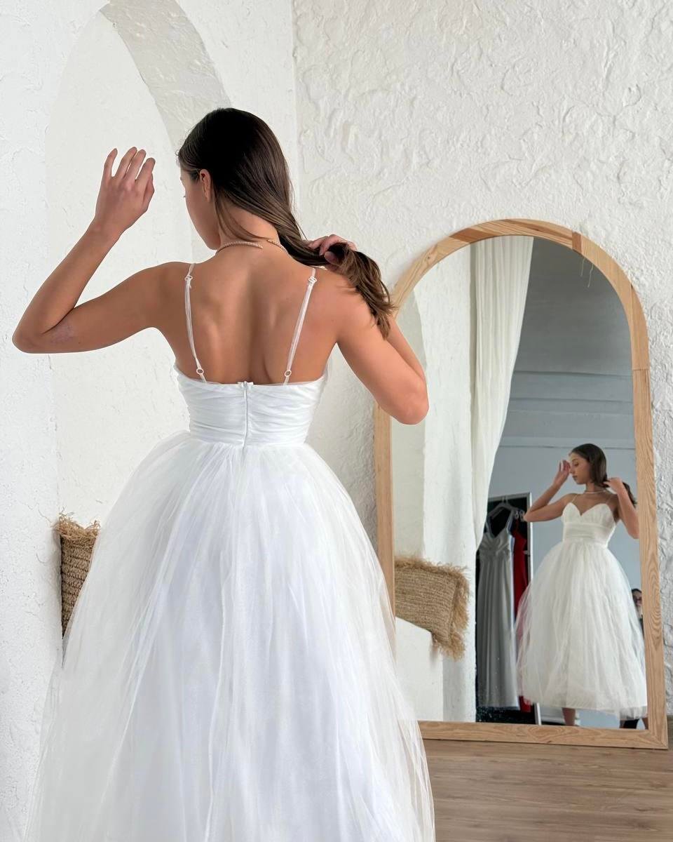 LOVE ASKLI MİDİ TÜL ELBİSE 