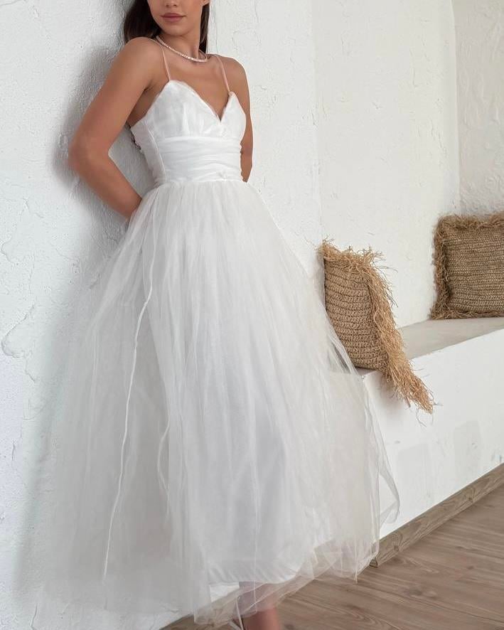 LOVE ASKLI MİDİ TÜL ELBİSE 