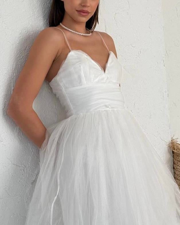 LOVE ASKLI MİDİ TÜL ELBİSE 