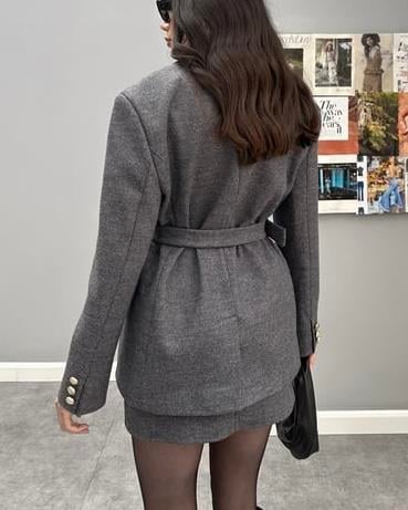 PREMIUM KEMERLİ BLAZER ETEK TAKIM