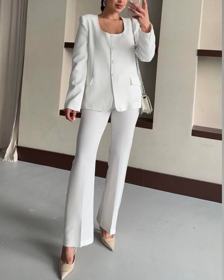 PREMIUM U YAKA DÜĞMELİ CEKET PANTOLON TAKIM