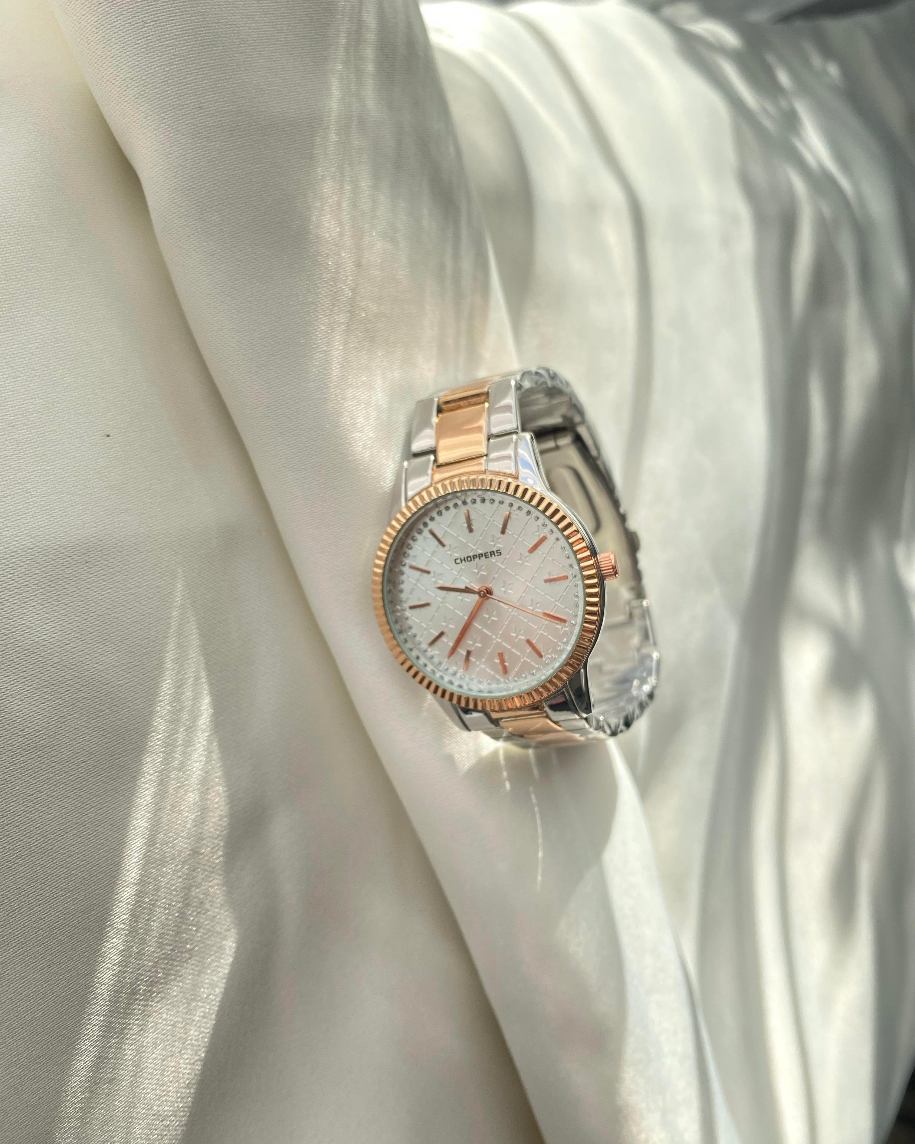 Taşlı Rose Gold / Silver Saat