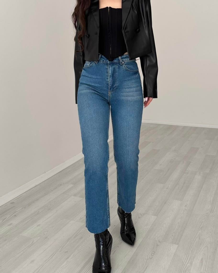 ZRA BOYFİT YÜKSEK BELLİ MİD BLUE JEAN 