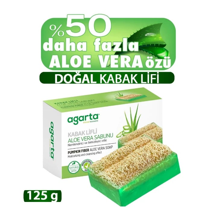 Agarta Doğal Kabak Lifli El Yapımı Aloe Vera Sabunu 125 gr