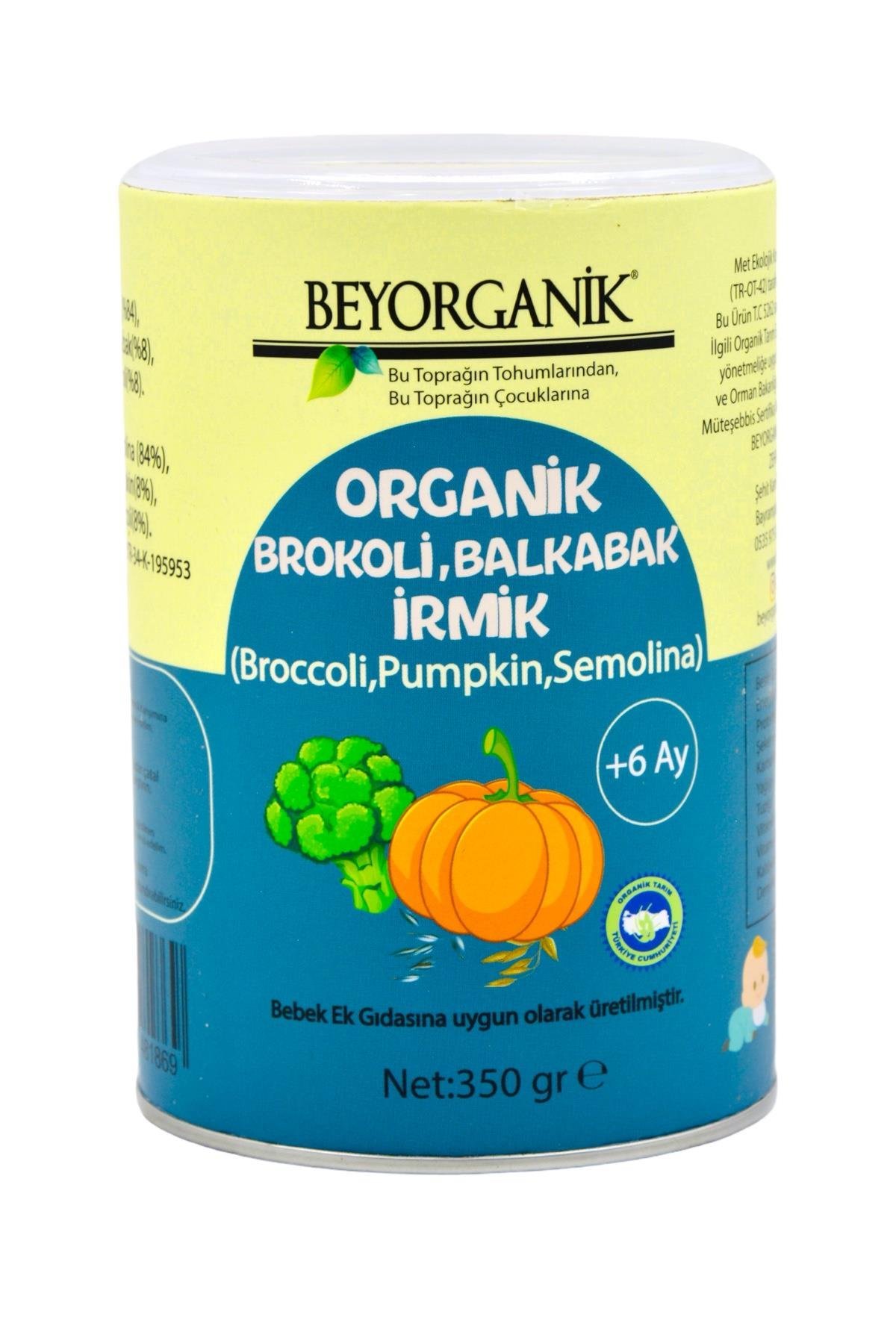 Beyorganik Organik Brokoli Balkabak İrmik 250 gr +6 Ay