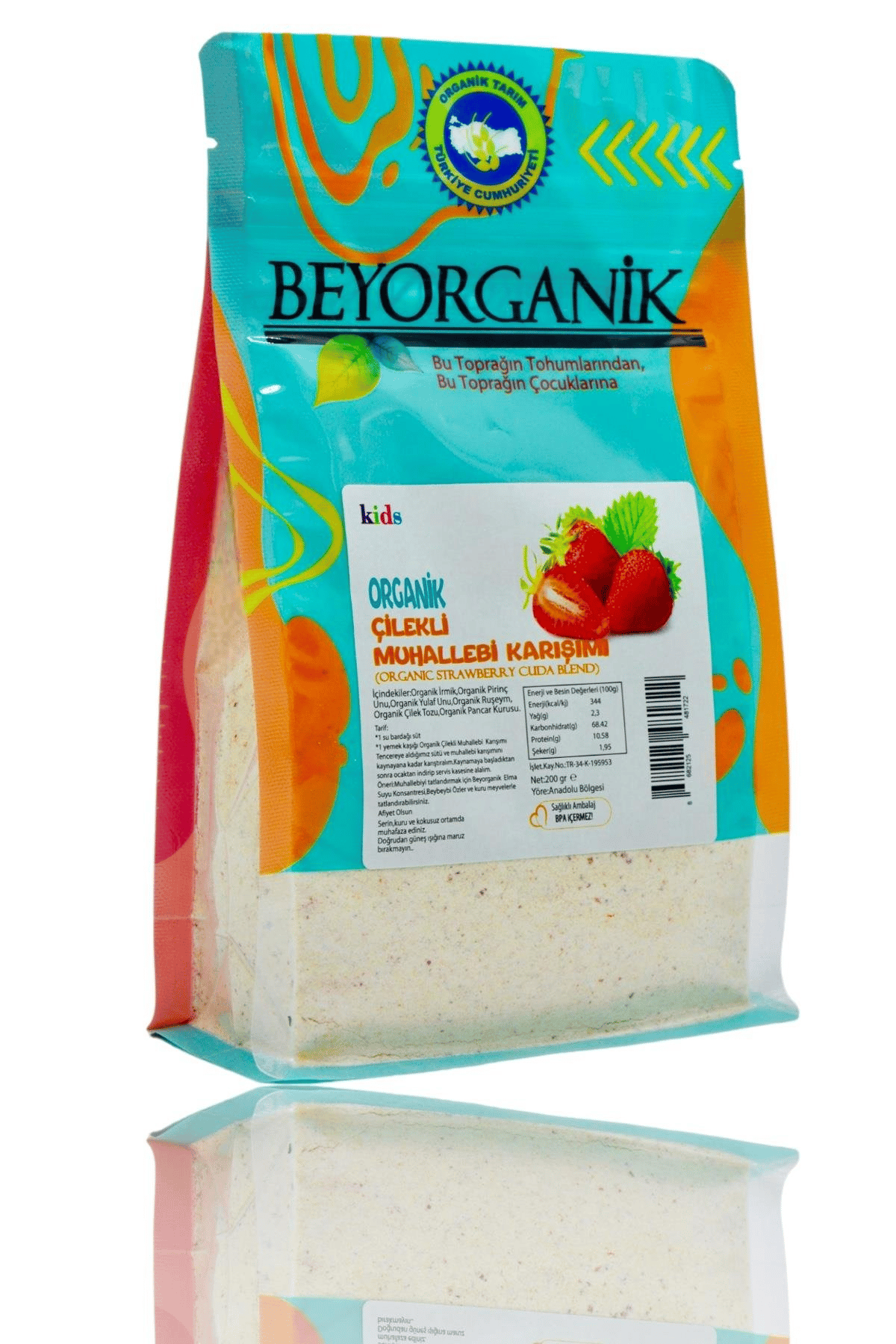 Beyorganik Organik Çilekli Muhallebi Karışımı 200 gr +12 Ay 