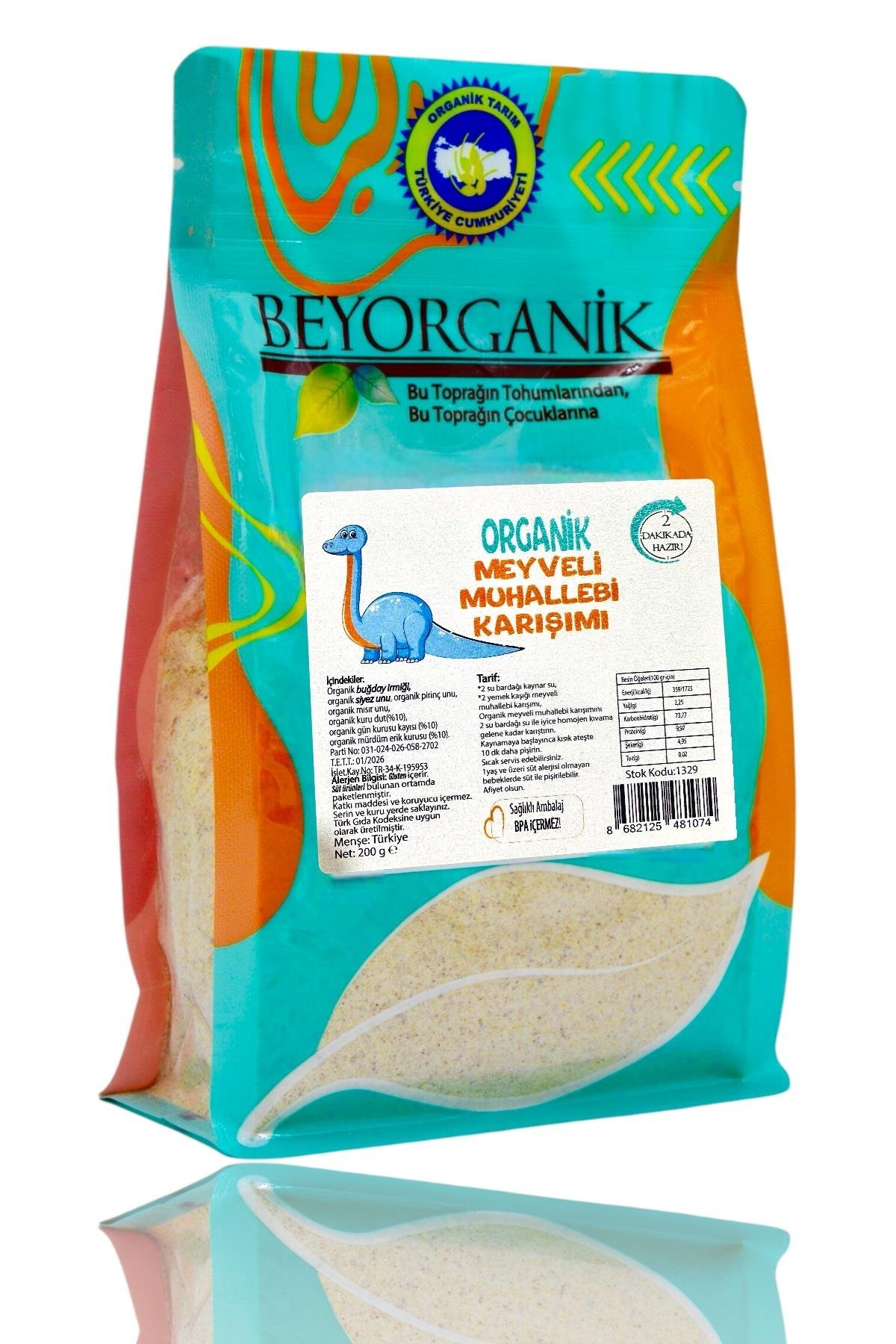 Beyorganik Organik Meyveli Muhallebi Karışımı 200 gr +6 Ay & Mürdüm Erik, Organik Dut, Organik Gün Kurusu