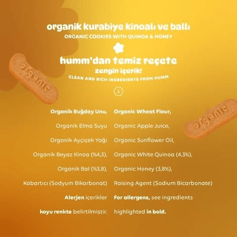 Humm Organik Ballı ve Kinoalı Kurabiye 55 gr
