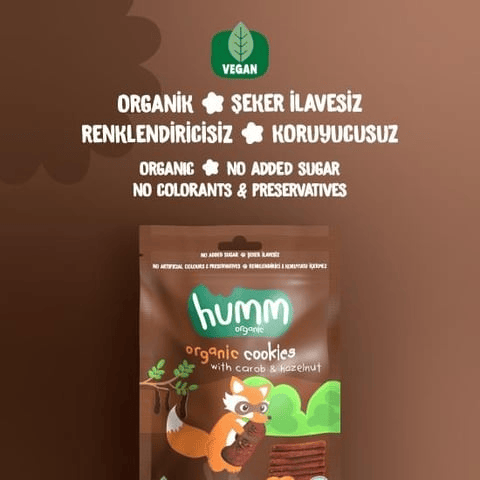Humm Organik Vegan Keçiboynuzlu ve Fındıklı Kurabiye 55 gr
