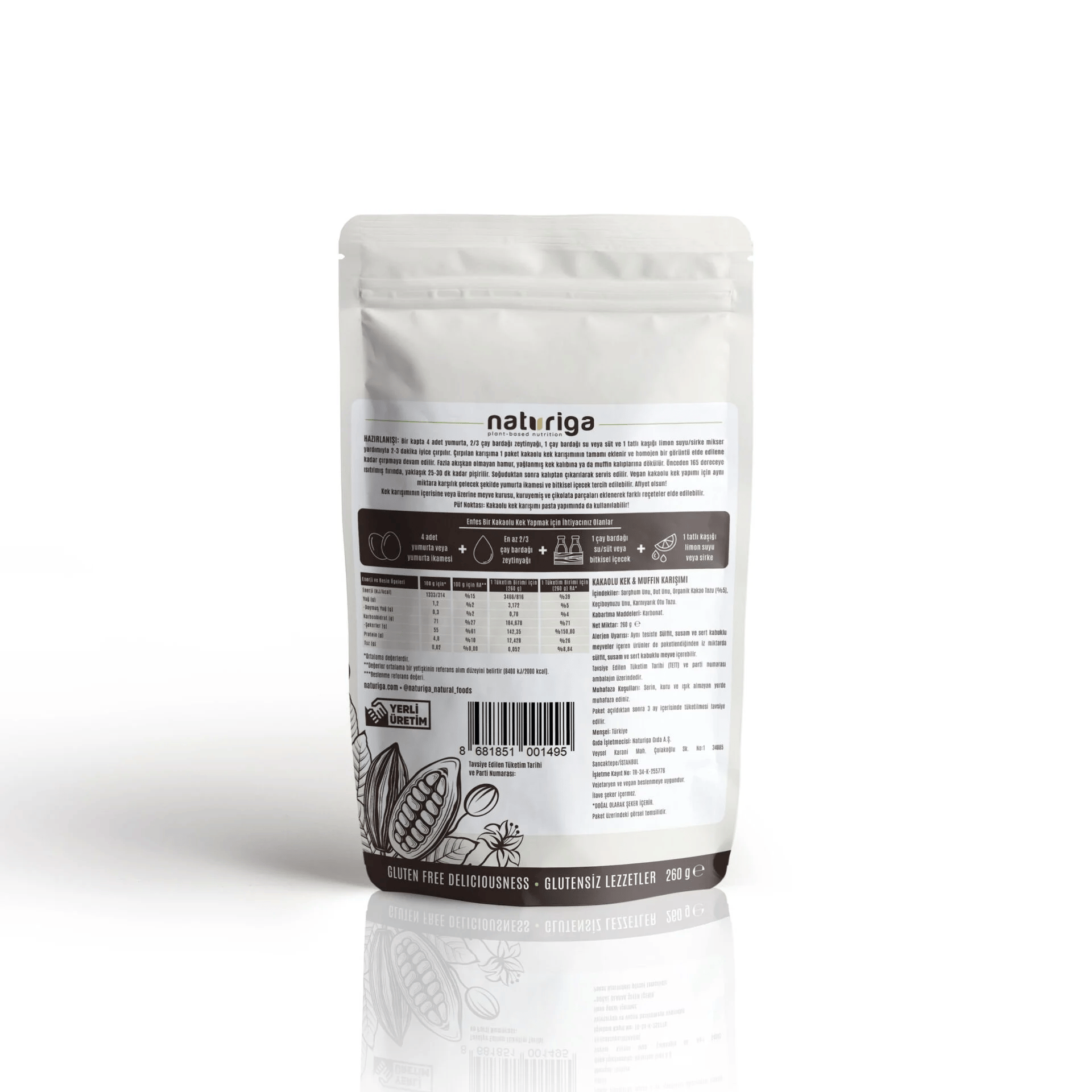 Naturiga Kakaolu Kek & Muffin Karışımı 260 gr