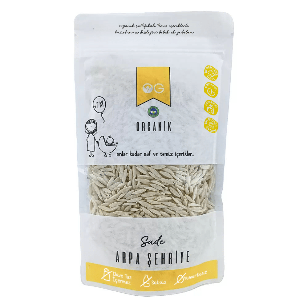 OG Natural Organik Sütsüz Yumurtasız (Sade) Arpa Şehriye 250 gr +7 Ay