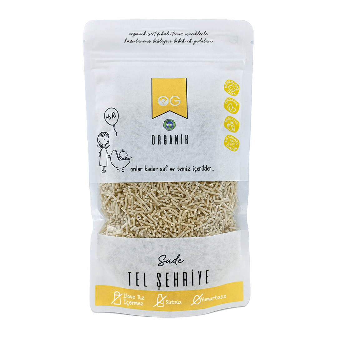 OG Natural Organik Sütsüz Yumurtasız (Sade) Tel Şehriye 250 gr +7 Ay