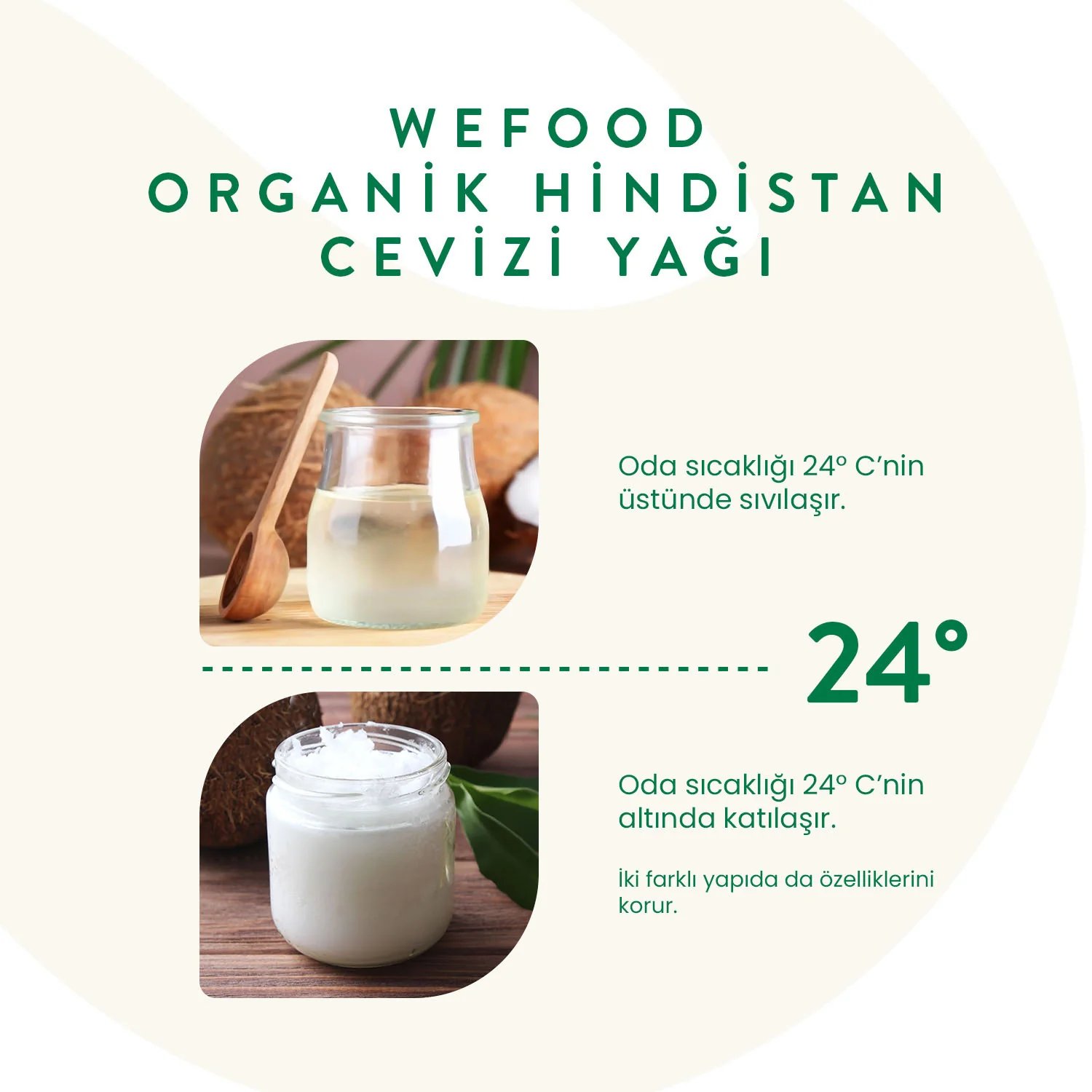 Wefood Organik Hindistan Cevizi Yağı 150 ml & Soğuk Sıkım