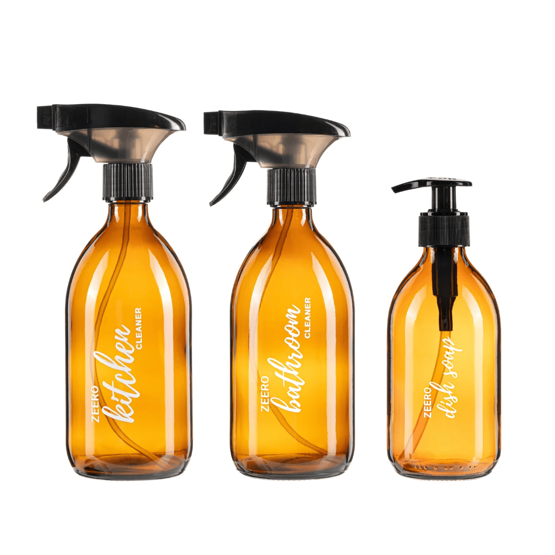 Zeero Amber Cam Bulaşık Deterjanı & Sıvı Sabun Şişesi 300 ml