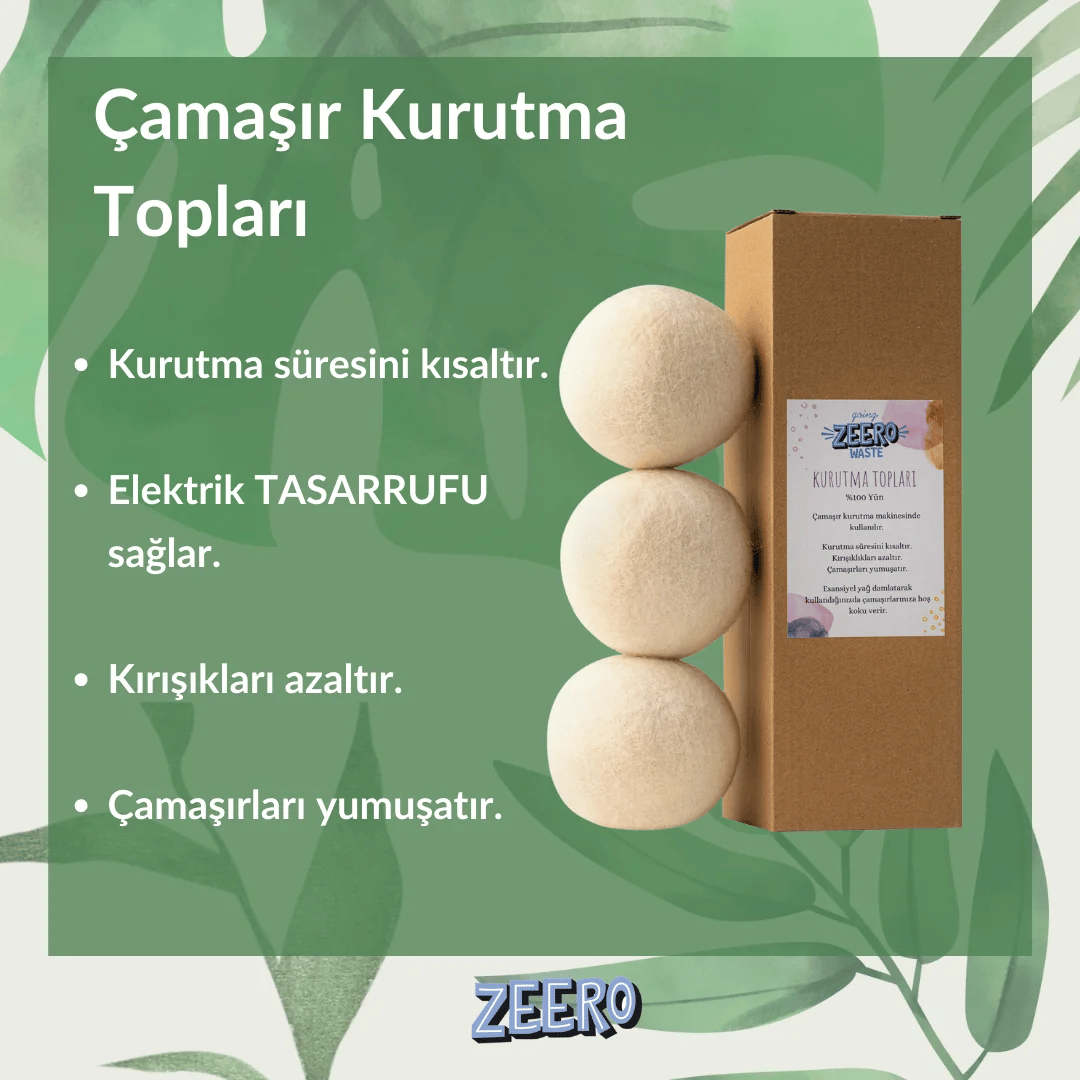 Zeero Çamaşır Kurutma Topları %100 Yün
