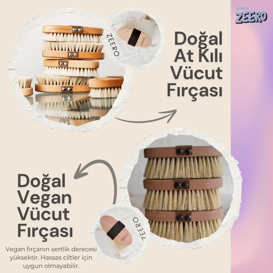 Zeero Doğal At Kılı Vücut Fırçası & Kuru Fırçalama