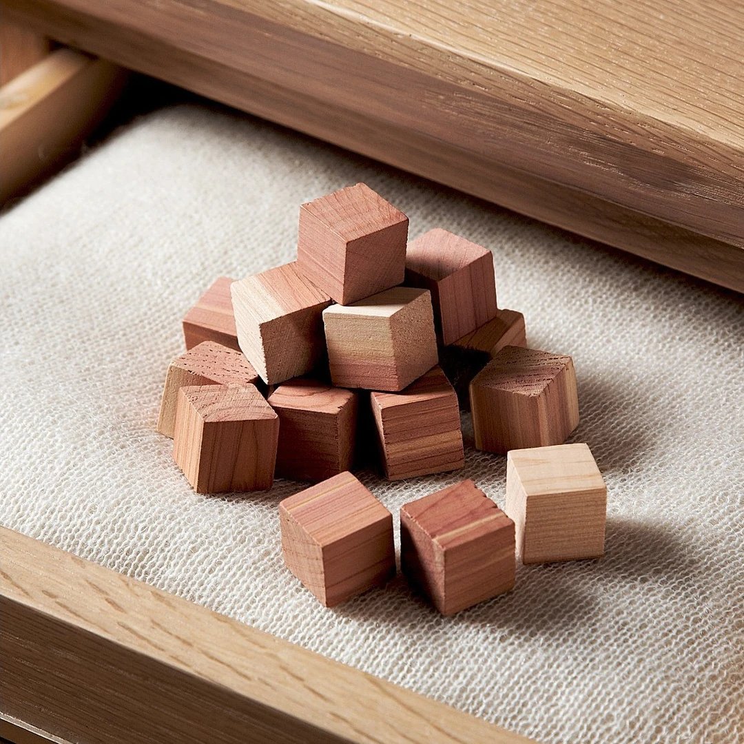 Zeero Doğal Güve Kovucu Sedir Küpler & Sedir Ağacı Yağı Seti & Doğal Naftalin Alternatifi