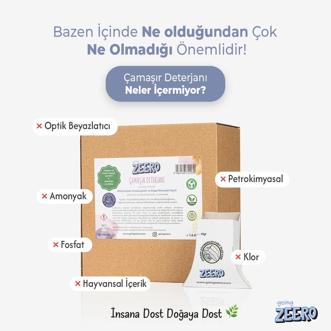 Zeero Doğal Konsantre Çamaşır Deterjanı Bitkisel & Mineral Kaynaklı 40 Yıkama