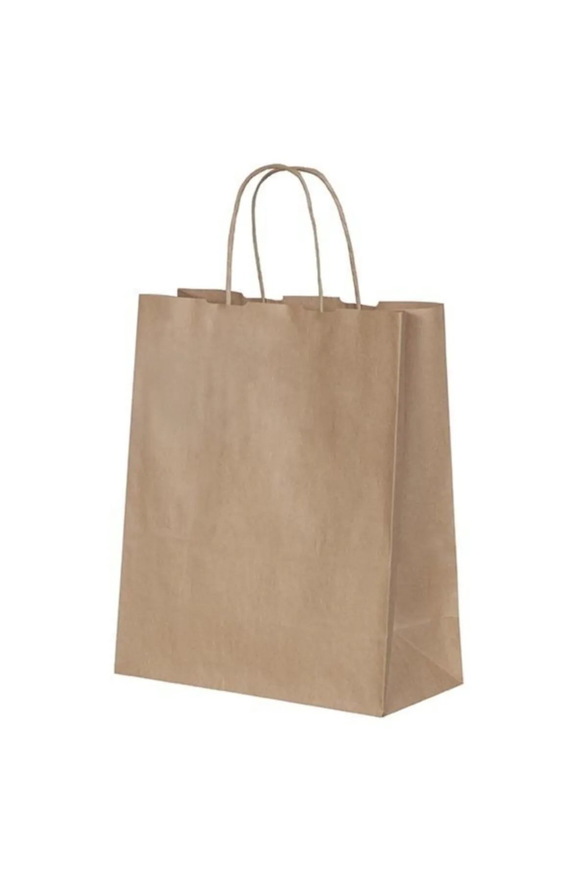 Burgu Saplı Kraft Çanta 25×12×31 cm | 100'lü Paket
