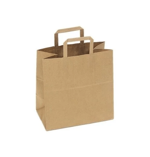 Düz Saplı Kraft Çanta 28×28×16 cm | 100'lü Paket