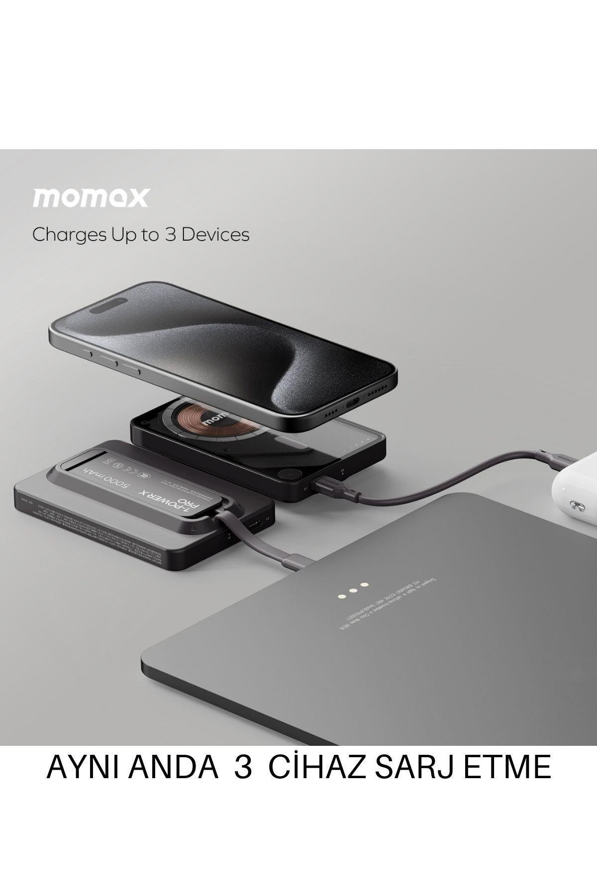 1-Power X Pro Magnetic Wireless Battery Pack (5000mAh) with Stand and Built-in USB-C Cable (Green)