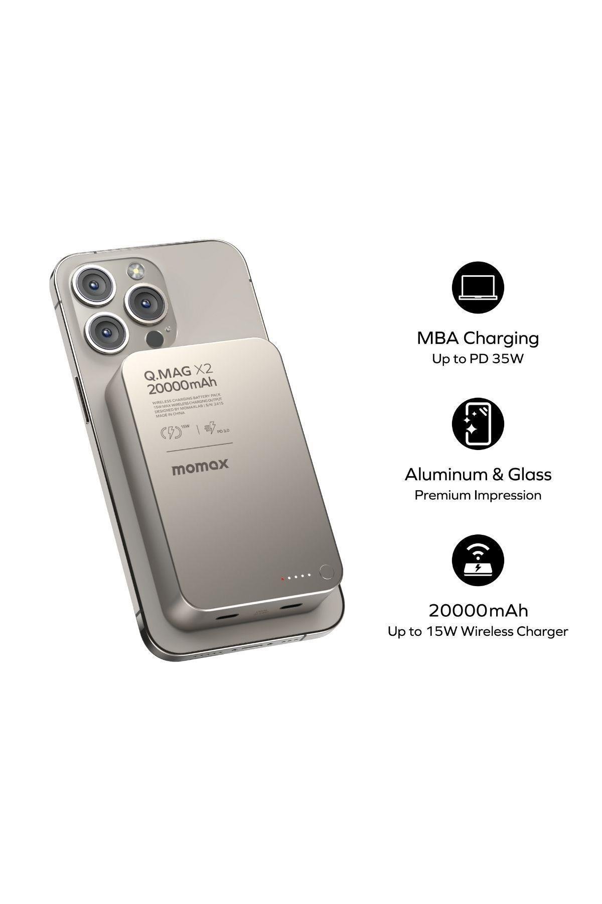 Q.Mag X2 35W 20000mAh wireless battery pack (Black) MACBOOK ŞARJ ÖZELLİKLİ