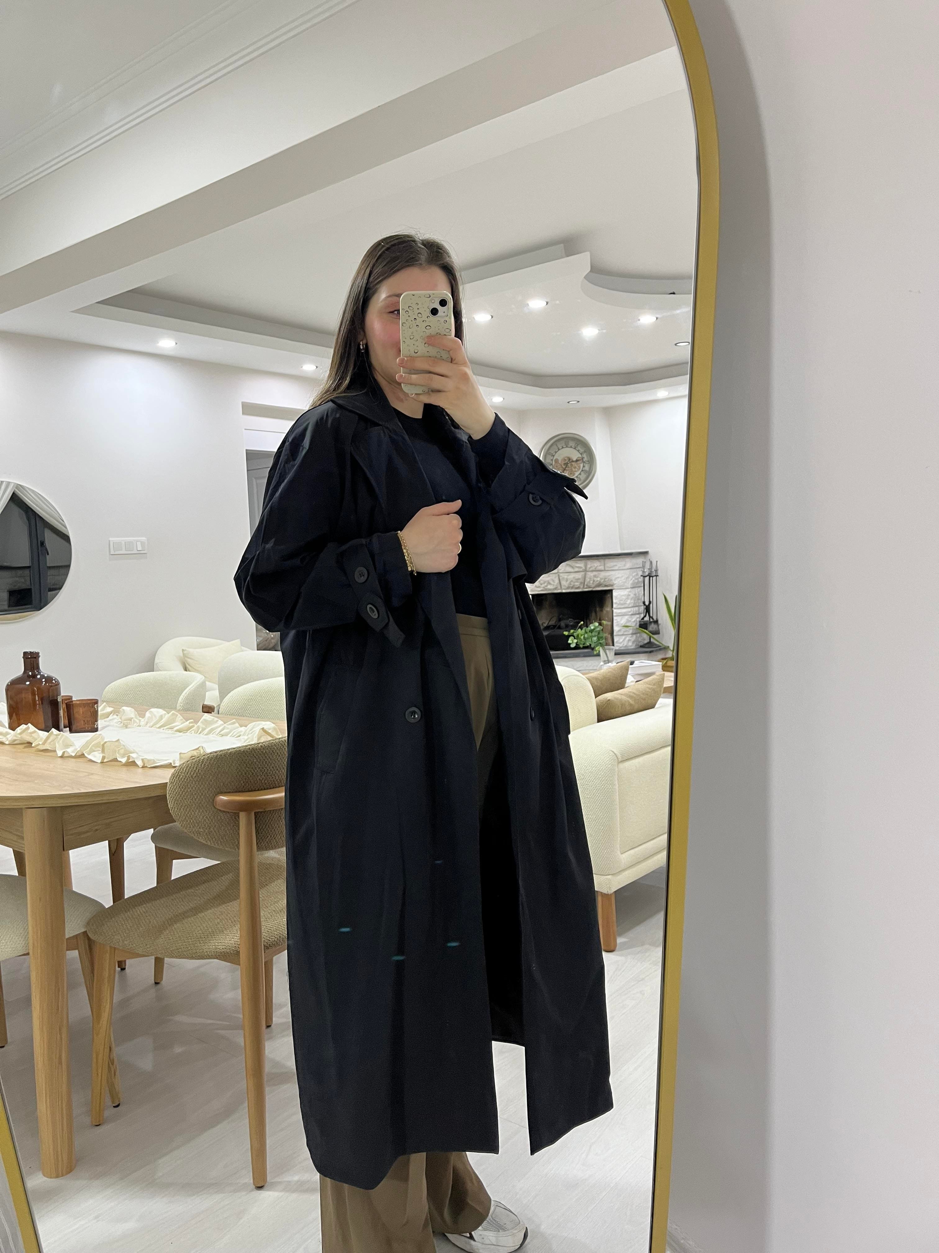 Siyah Astarlı Premium Trençkot