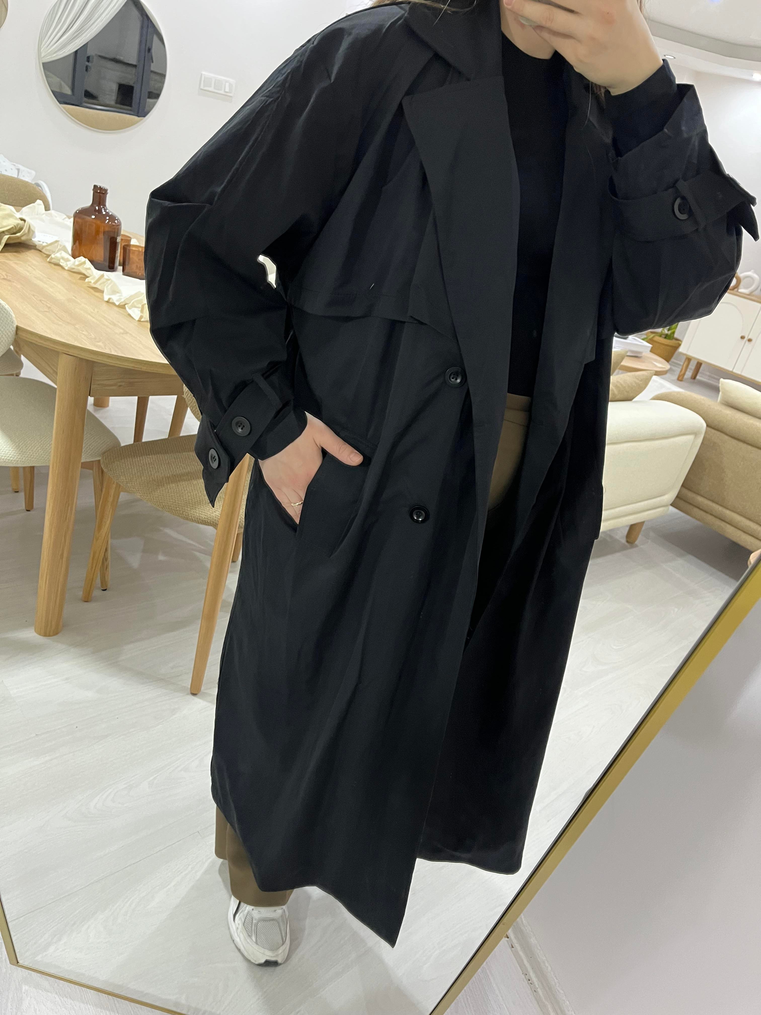 Siyah Astarlı Premium Trençkot