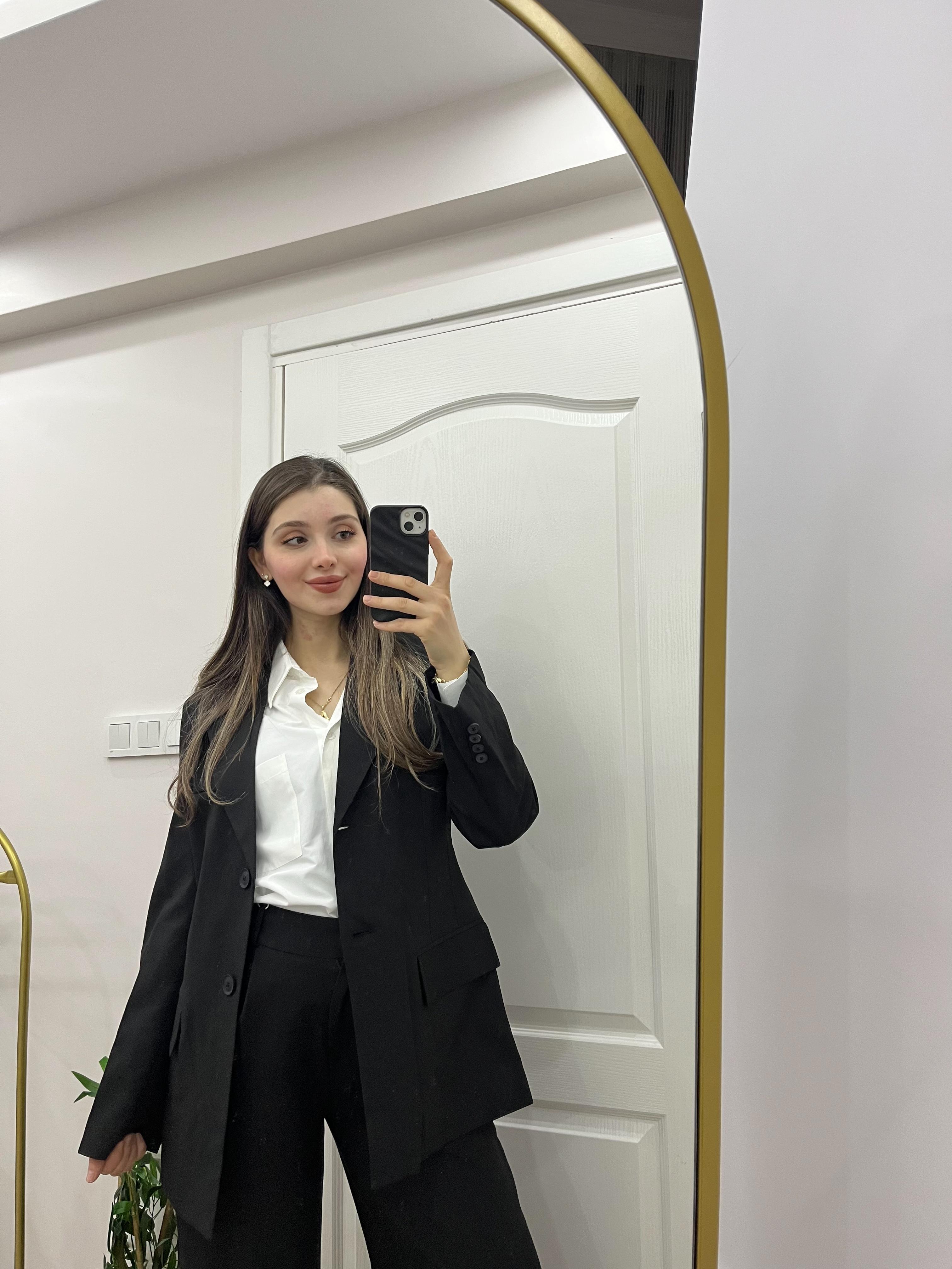 Siyah Çift Düğmeli Blazer Ceket