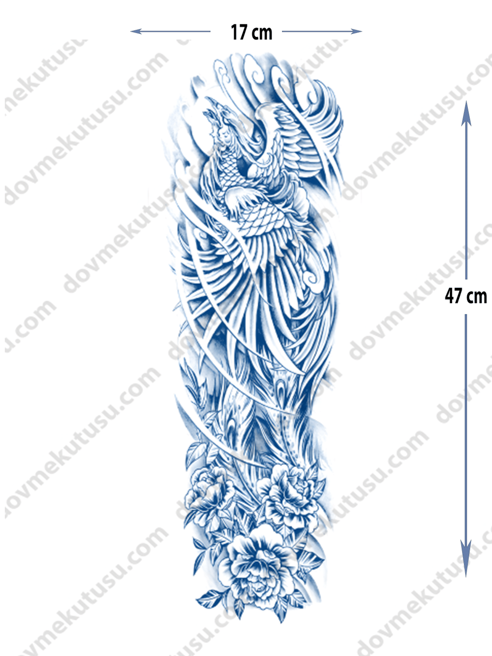 anka kuşu ve çiçek yarı kalıcı Kol Kaplamalı Dövme 