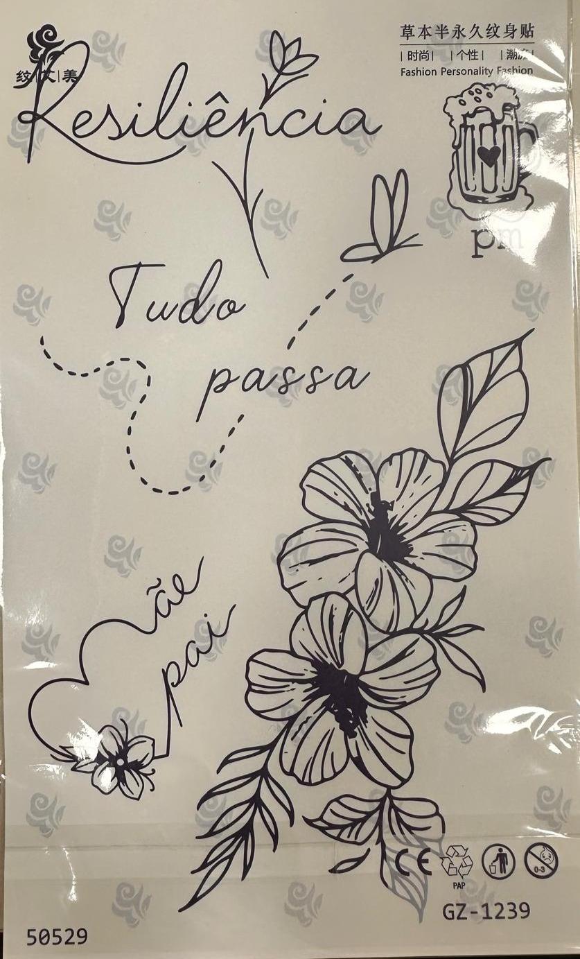 Anne ve Baba,Direnç ve Her şey Geçer Yarı kalıcı Çiçek Dövme 