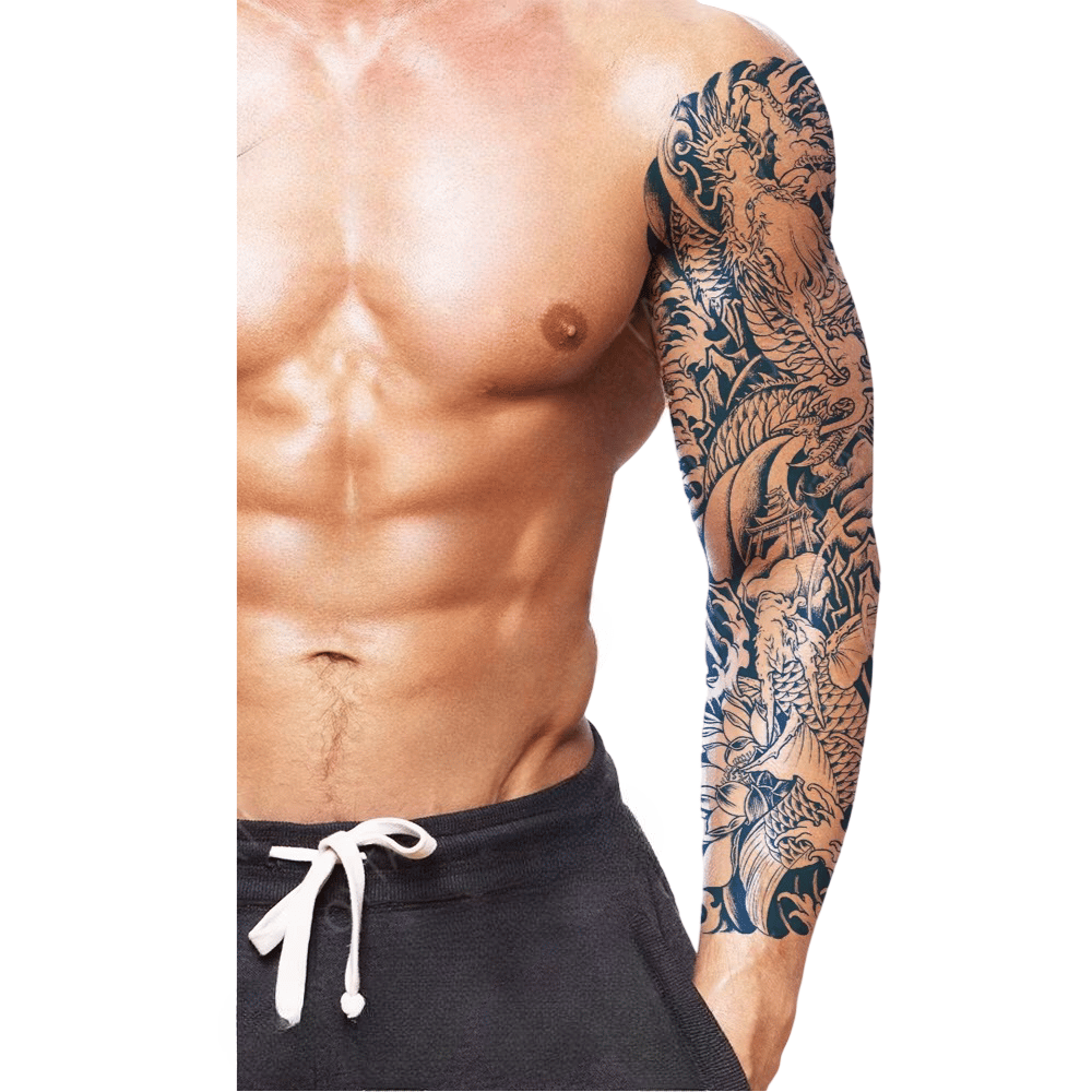 ejderha ve koi balığı yarı kalıcı Kol Kaplamalı Dövme