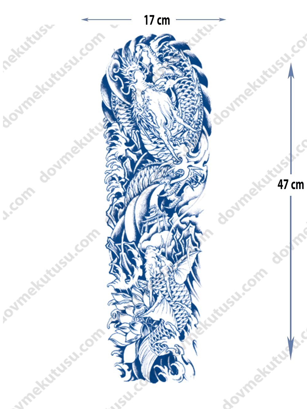 ejderha ve koi balığı yarı kalıcı Kol Kaplamalı Dövme